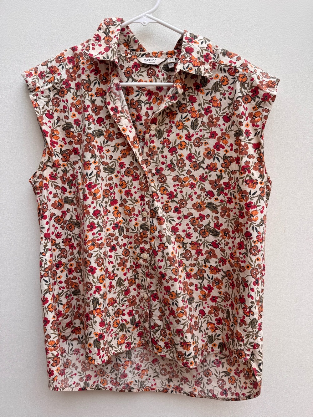 B Young - Cap Sleeve Floral Button-Front Blouse